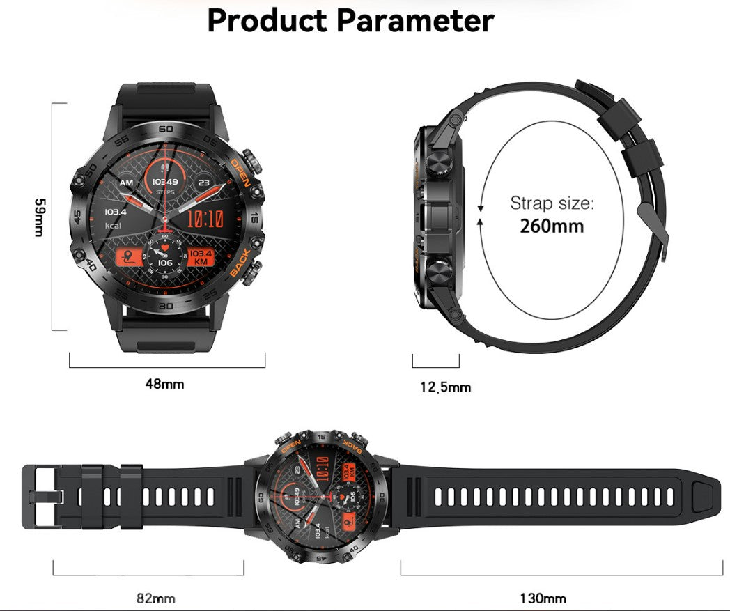Smart Watch K52 Watches Men Wome Sports Fitness Modes Bluetooth Call Health Monitor 400mah 1.39Inch HD Smartwatch - Orange